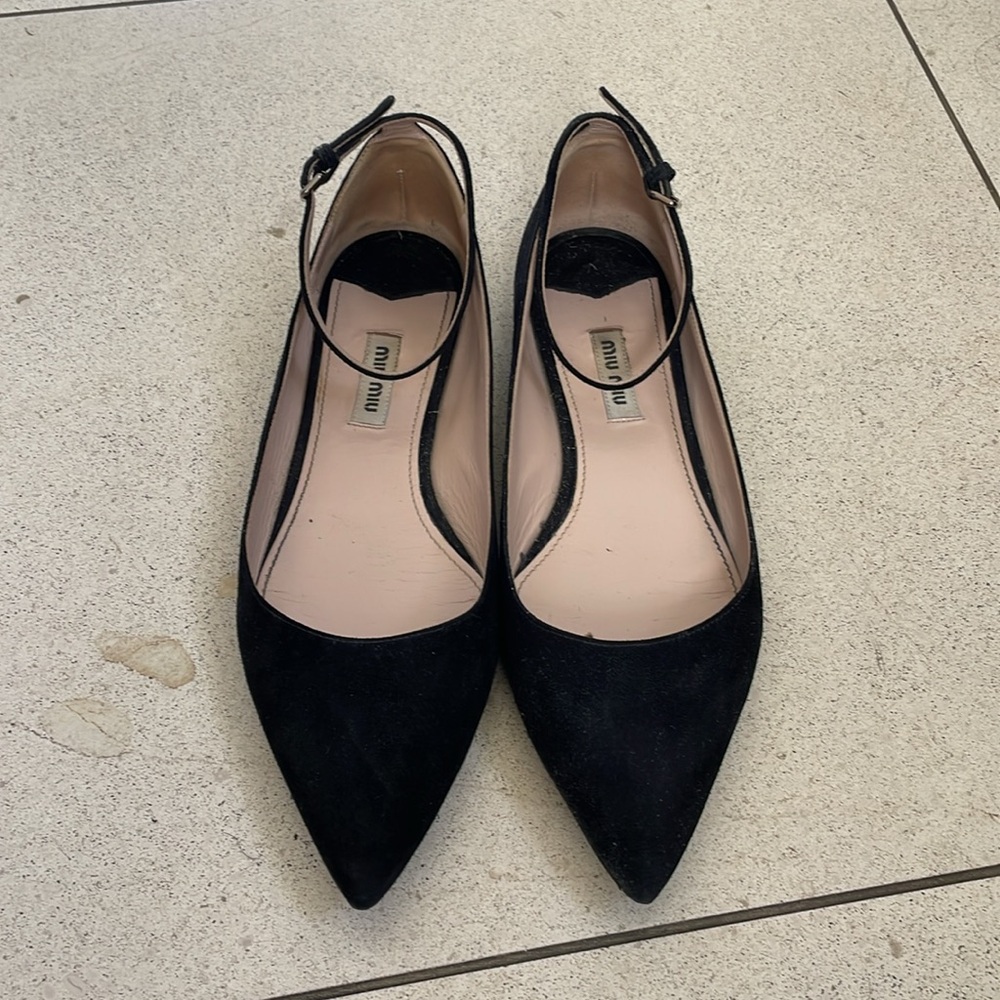 Black Miu Miu Ballet Flats With Ankle Strap - image 4